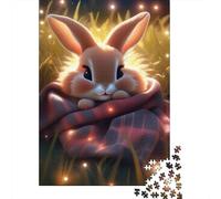 Puzzle rectangulaire en Papier représentant Un Lapin Mignon, idéal pour Les familles, idéal comme Cadeau de Noël pour garçon ou Fille, 1 000 pièces (38 x 26 cm)