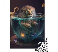 Puzzle rectangulaire en Papier représentant Un Lion, idéal pour Les Enfants et Les Adultes à partir de 12 Ans, idéal comme Cadeau de Noël, 1 000 pièces (38 x 26 cm).