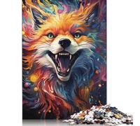 Puzzle rectangulaire en Papier représentant Un Magnifique Renard coloré, idéal comme Cadeau de Noël pour Adultes, 1 000 pièces (75 x 50 cm)