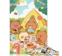Puzzle rectangulaire en Papier représentant Un Ours Mignon, idéal pour Le Camping, Le Pique-Nique, pour Adultes et Adolescents, idéal comme Cadeau de Noël, 1 000 pièces (75 x 50 cm)