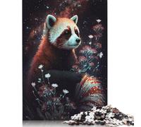 Puzzle rectangulaire en Papier représentant Un Panda Rouge, idéal comme Cadeau d'anniversaire pour garçon ou Fille, 1 000 pièces (75 x 50 cm).