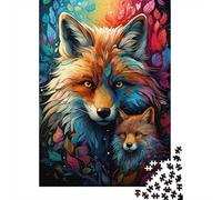 Puzzle rectangulaire en Papier représentant Un Renard coloré, décoration d'intérieur Unique, pour Adultes et Adolescents, Cadeaux de Noël, 1 000 pièces (75 x 50 cm)