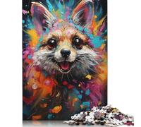 Puzzle rectangulaire en Papier représentant Un Renard Peint en Couleur, décoration d'intérieur Unique, pour Adultes, Cadeaux, 1 000 pièces (75 x 50 cm)