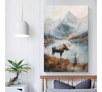 Puzzle rectangulaire en Papier représentant Une forêt brumeuse et Un bélier de Montagne, idéal pour Les Adultes et Les Adolescents, idéal comme Cadeau de Noël, 1 000 pièces (75 x 50 cm)