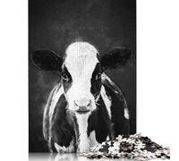 Puzzle rectangulaire en Papier représentant Une Vache Noire et Blanche, idéal pour Les Adultes et Les Adolescents, idéal comme Cadeau de Noël, 1 000 pièces (75 x 50 cm)