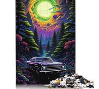 Puzzle rectangulaire en Papier représentant Une Voiture néon dans la Nature, idéal pour Les Adultes et Les Adolescents, idéal comme Cadeau de Noël, 1 000 pièces (75 x 50 cm)