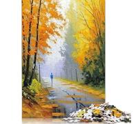 Puzzle rectangulaire « Marcher sur des Feuilles Jaunes » en Carton pour Adultes et Enfants, 1 000 pièces (75 x 50 cm), idéal comme Cadeau de Noël.