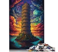 Puzzle rectangulaire Tour de Pise Italie 23, 100% Carton recyclé, pour Adultes et Enfants, Cadeau de Noël, 1 000 pièces (75 x 50 cm)