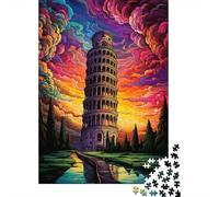 Puzzle rectangulaire Tour de Pise Italie 6 pièces, 100% Carton recyclé, pour Adultes et Enfants, Cadeau de Noël, 1 000 pièces (38 x 26 cm)