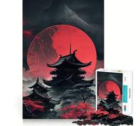 Puzzle Red Moon Japan 1000 pièces pour Adolescents, Jeu de logique mentale, Silencieux et précis, idéal pour Les vœux de Noël (50x75cm)