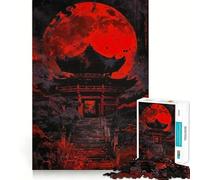 Puzzle Red Moon Japan 1000 pièces pour Adolescents, Jeu de Puzzle Stimulant la réflexion, Jeu de Groupe, Art Assembler, Cadeau Classique (38x52cm)