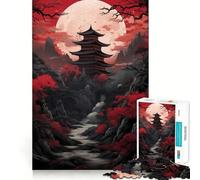 Puzzle Red Moon Japan pour Adolescents, 1000 pièces, Jeu de réflexion, Jouet Relaxant, découpe Nette, Cadeau Exquis (50x75cm)