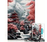 Puzzle Red Moon Japan pour Adolescents, 1000 pièces, Jeu de réflexion, Jouet Relaxant, découpe soignée, Cadeau Exquis (38x26cm)