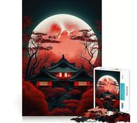 Puzzle Red Moon Japan pour Adultes, 1000 pièces, Jeu de logique mentale, Amusant et apaisant, découpe Ferme, Surprise chaleureuse (38x26cm)