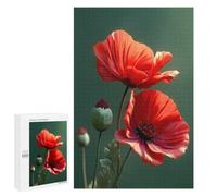 Puzzle Red Poppies on Green Background, 1000 PCS, Activité Créative À La Maison, comme Présent Festif pour Amateurs De Puzzles, pour Les Fêtes
