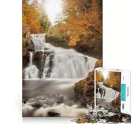 Puzzle Reekie Linn Waterfall 1000 pièces pour Adultes Stimule la mémoire Jeu de société Bords Nets Cadeau élégant (38x52cm)
