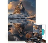 Puzzle Reflets des Sommets d'hiver pour Adolescents,1000 pièces,Stimulant l'esprit,Amusant,découpe Nette,Composants Robustes,activité de Groupe réconfortante (38x52cm)