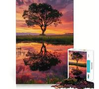 Puzzle Reflets du Coucher de Soleil pour Adolescents, 1000 pièces, stimule la mémoire, Plaisir Lent, Bords Nets, Cadeau de Noël 38x26cm