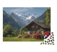 Puzzle Refuge des Alpes suisses, Prairie verdoyante pour Adultes,1000pcs (75x50cm),Jeu ÉduChatif,décoration De La Maison,