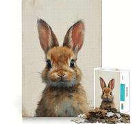 Puzzle Regard de Lapin Chaleureux pour Adultes 1000 Pièces Jeu de Mémoire Découpe Laser pour Un Ajustement Parfait Cadeau Unique pour Soulager Le Stress (38x26cm)