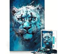 Puzzle Regard du Léopard des Neiges 1000 Pièces pour Adultes Think Smart Toy Family Joy Découpe Précise Pièce d'art Fine (38x26cm)