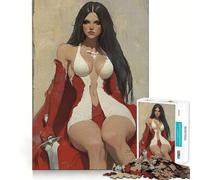 Puzzle Reine Guerrière en Rouge 1000 Pièces Jeu de Concentration Mentale Découpe de Précision Bords Lisse Activité Absorbante pour des Soirées Calmes (38x26cm)