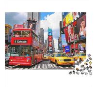 Puzzle Relaxation 1000 pièces Rue New York - Bus Rouge à impériale en Ville animée, Premium Robuste, qualité, défi, Relaxant 38x26cm/1000pcs
