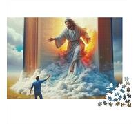 Puzzle Religieux Jésus 1000 Pièces pour Familles Jésus Appelant Un Homme Depuis Les Nuages Jeu Amusant Stimulant | Décoration Maison 52x38cm/1000pcs