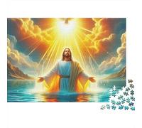 Puzzle Religieux Jésus 1000 Pièces pour Hommes et Femmes Jésus avec Une Colombe dans Une Lumière Rayonnante Cadeau Amusant et Activité Maison | Décoration Murale 52x38cm/1000pcs