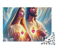 Puzzle Religieux Jésus-Étreinte du Sacré-Cœur-1000 pièces-Carton de qualité supérieure-Activité Anti-Stress idéale pour Les Maisons de Retraite,Les Adultes et Les familles-70x50cm