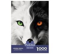 Puzzle Renard 1000 Pièces en Carton pour Adultes Jeu ÉduChatif Jeu De Défi Casse-tête Renard Noir Blanc Idée Cadeau Décoration Intérieure 70x50cm/1000pcs