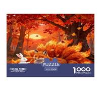 Puzzle Renard à Neuf Queues 1000 Pièces pour Adultes Et Enfants, Jeu De Société Convivial, Casse-tête Feuille d'automne Bois, Décoration Intérieure, Cadeau Adulte 52x38cm/1000pcs