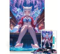 Puzzle Renard à Neuf Queues au Clair de Lune pour Adultes, 1000 Pièces, Stimule la Mémoire, Passe-Temps à la Maison, Bords Nets, Cadeau Élégant (38x52cm)