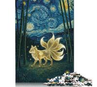Puzzle Renard à Neuf queues dans la Nuit étoilée pour Adultes et Adolescents 1000 pièces Puzzles en Papier pour Adolescents Cadeaux Jeu de Casse-tête 1000 pièces (75 x 50 cm)