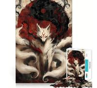 Puzzle Renard à Neuf Queues Yin Yang 1000 Pièces pour Adultes Jeu Cognitif et de Partage Motif à Assembler Cadeau de Noël (38x52cm)
