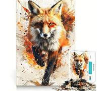 Puzzle Renard Aquarelle Splash pour Adolescents 1000 Pièces Jeu de Logique Transparent Amusant et Paisible Découpe Parfaite Surprise Chaude 38x52cm