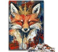 Puzzle Renard avec Une Couronne pour Adolescents 1000 pièces, pour Tuer Le Temps en Vacances avec des pièces de Formes aléatoires entièrement emboîtables (50x75cm)