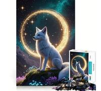 Puzzle Renard Blanc 1000 Pièces Jeu de Concentration mentale Découpe de précision Bords Lisses Activité captivante pour des soirées tranquilles (38x26cm)