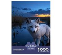 Puzzle Renard Blanc 1000 Pièces pour Adultes Et Enfants, Défiant Et Stimulant, Casse-tête Marais du Crépuscule, Décoration Intérieure, Idée Cadeau 52x38cm/1000pcs