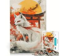 Puzzle Renard Blanc à Queue Rouge pour Adultes 1000 Pièces Jeu de Concentration Découpe de Précision Bords Lisse Défi Amusant pour Passer Le Temps (50x75cm)