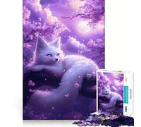 Puzzle Renard Blanc au Clair de Lune 1000 Pièces Développe la mémoire,ludique et de qualité Professionnelle pour stimuler l'esprit (38x26cm)