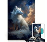 Puzzle Renard Blanc dans Un Paysage Céleste 1000 Pièces Jeu de Stimulation Cérébrale Taille Uniforme Pièces Précises pour Les Voyages (38x26cm)