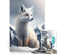 Puzzle Renard Blanc des Neiges 1000 Pièces Jeu de mémoire Amusant Bords Lisses,Assemblage Parfait Une façon divertissante d'occuper Les Heures vides (50x75cm)