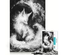 Puzzle Renard Blanc sous la Lune 1000 Pièces Jeu de Concentration Découpe de Précision Bords Lisse Activité Absorbante pour des Soirées Calmes (38x52cm)