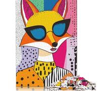 Puzzle Renard Cool avec Lunettes de Soleil 1000 Pièces Puzzle en Bois pour Adultes et Plus de 18 Ans - Jouet Anti-Stress 1000 pièces (75x50cm)