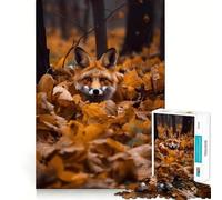 Puzzle Renard d'automne pour Adultes 1000 Pièces Jeu de Mémoire Découpe Laser pour Un Assemblage Parfait Cadeau Unique Anti-Stress (38x52cm)
