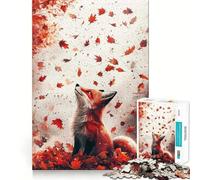 Puzzle Renard d'automne Rouge 1000 Pièces pour Adolescents Jeu de Logique Fine Loisirs Faciles Bords Nets Cadeau de Fête (50x75cm)