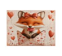 Puzzle renard de Saint-Valentin pour adultes de 500 pièces, lettres d'amour amoureux des animaux, puzzles en bois, décorations de vacances pour divertissement à domicile
