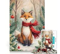 Puzzle Renard d'hiver avec Écharpe et Ornements 1000 Pièces à Reconstituer Jeu Amusant et sans Bavures Pièces Nettement Découpées Jeu Portable et Pratique pour Les Voyages (38x52cm)