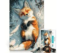 Puzzle Renard d'hiver dans la Neige 1000 pièces pour Adolescents Stimule l'esprit Ajustement Parfait Loisirs captivants pour des Moments de détente à la Maison (38x26cm)